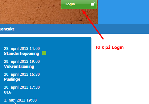 Klik på Login